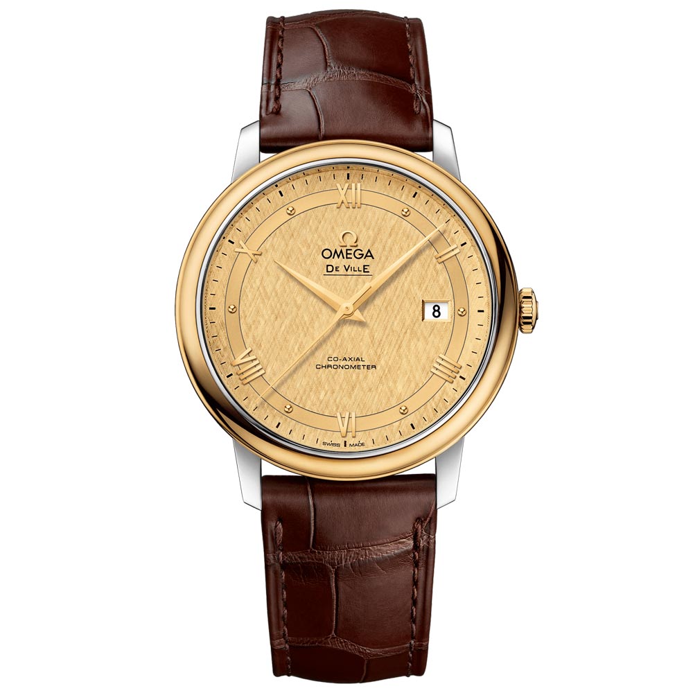 Omega De Ville Prestige 39.5mm Yellow Dial 18ct Yellow Gold and Steel Gents Automatic Watch 42423402008001