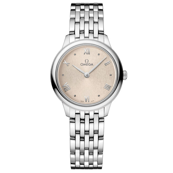 omega de ville prestige 27.5mm linen dial ladies quartz watch
