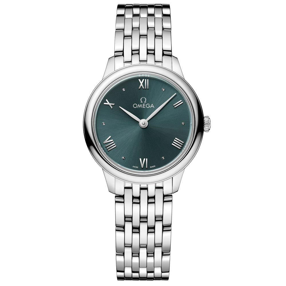 omega de ville prestige 27.5mm green dial ladies quartz watch
