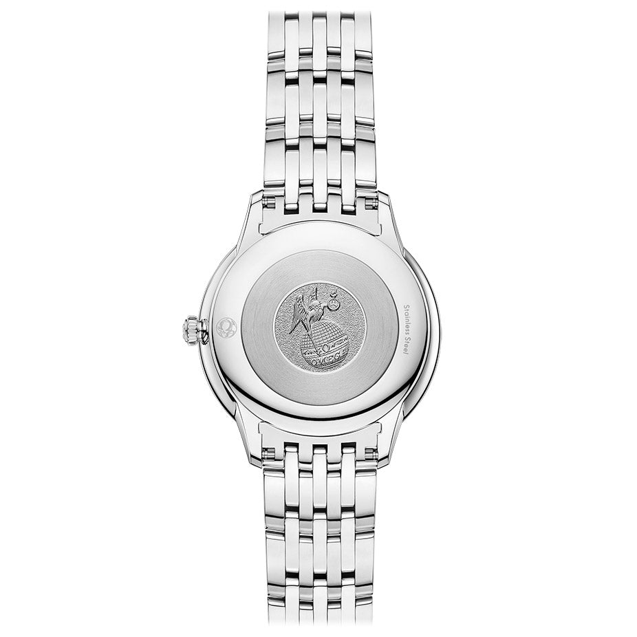 omega de ville prestige 30mm black dial ladies quartz watch case back view