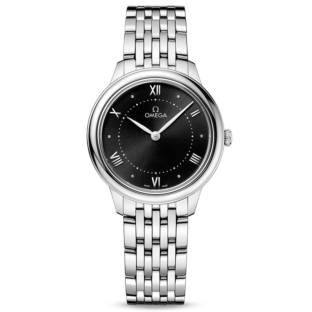 OMEGA De Ville Prestige 30mm Black Dial Ladies Quartz Watch 43410306001001