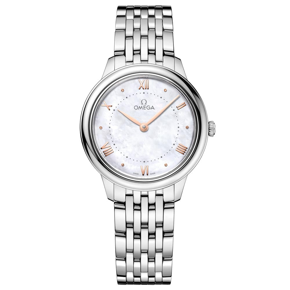 omega de ville prestige 30mm mop dial ladies quartz watch