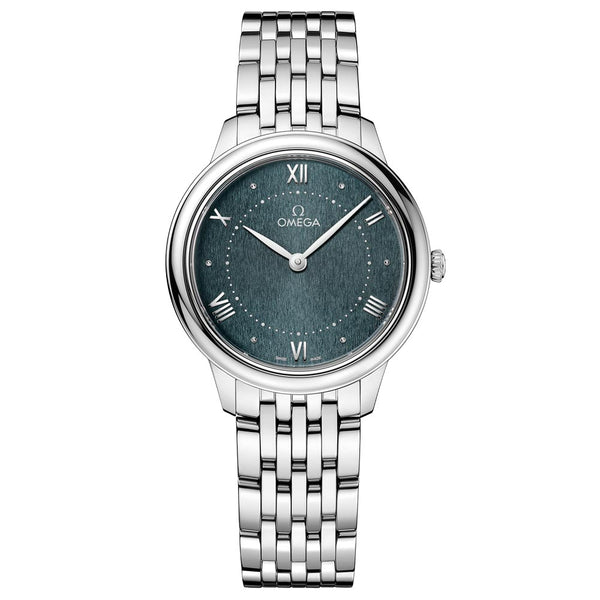 omega de ville prestige 30mm green dial ladies quartz watch