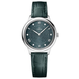 omega de ville prestige 30mm green dial diamond ladies quartz watch