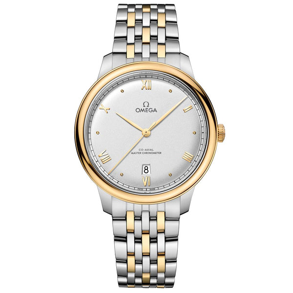 omega de ville prestige 40mm silver dial 18ct yellow gold and steel gents automatic watch