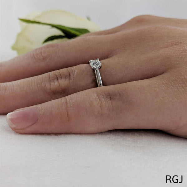 The Open Tulip Platinum Round Brilliant Cut Diamond Solitaire Engagement Ring