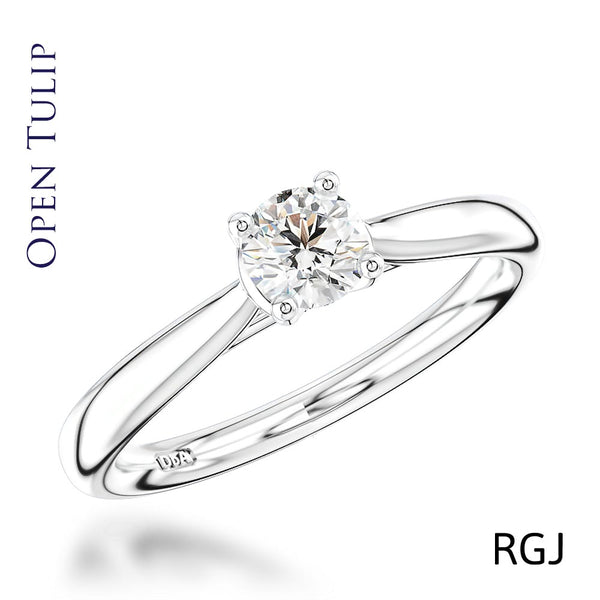 The Open Tulip Platinum Round Brilliant Cut Diamond Solitaire Engagement Ring