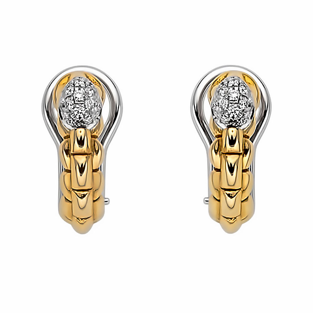FOPE 18ct Yellow Gold Eka Tiny 0.19ct Diamond Hoop Earrings 73001OX_PB_G_XBX_000