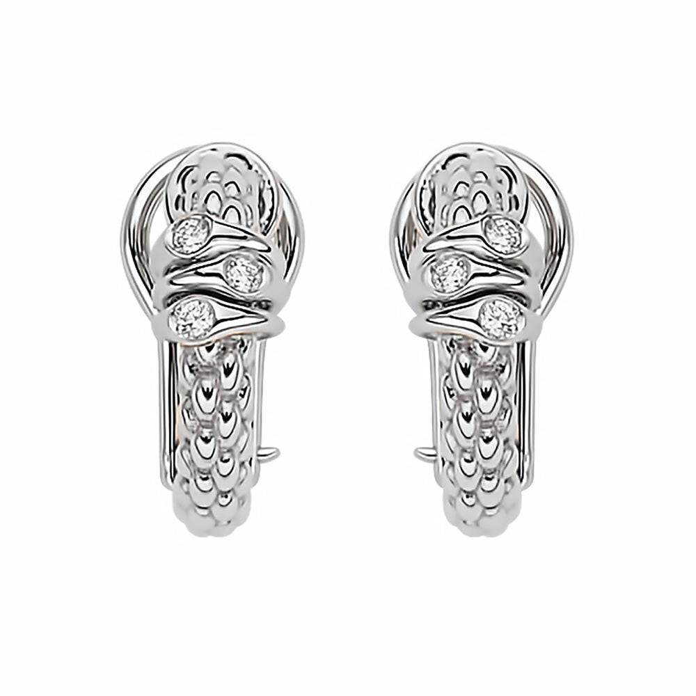 FOPE 18ct White Gold Prima 0.08ct Diamond Hoop Earrings 74608OX_BB_B_XBX_000