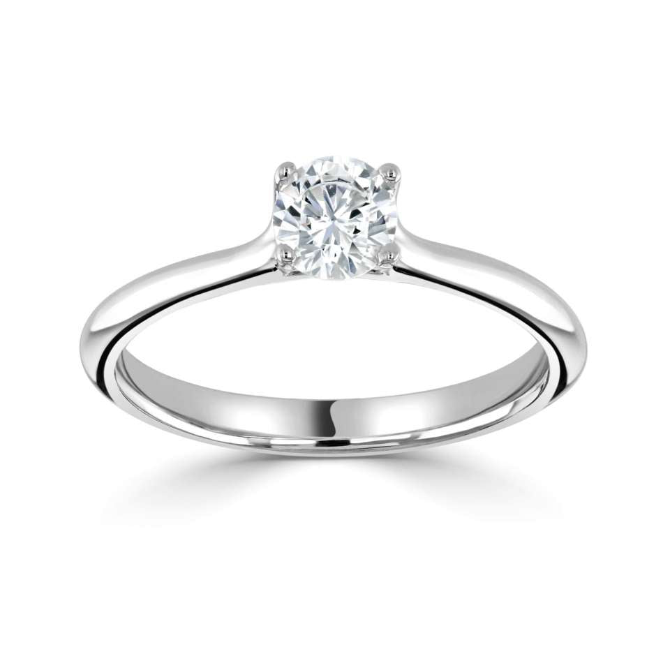 The Felicia Platinum Round Brilliant Cut Diamond Solitaire Engagement Ring
