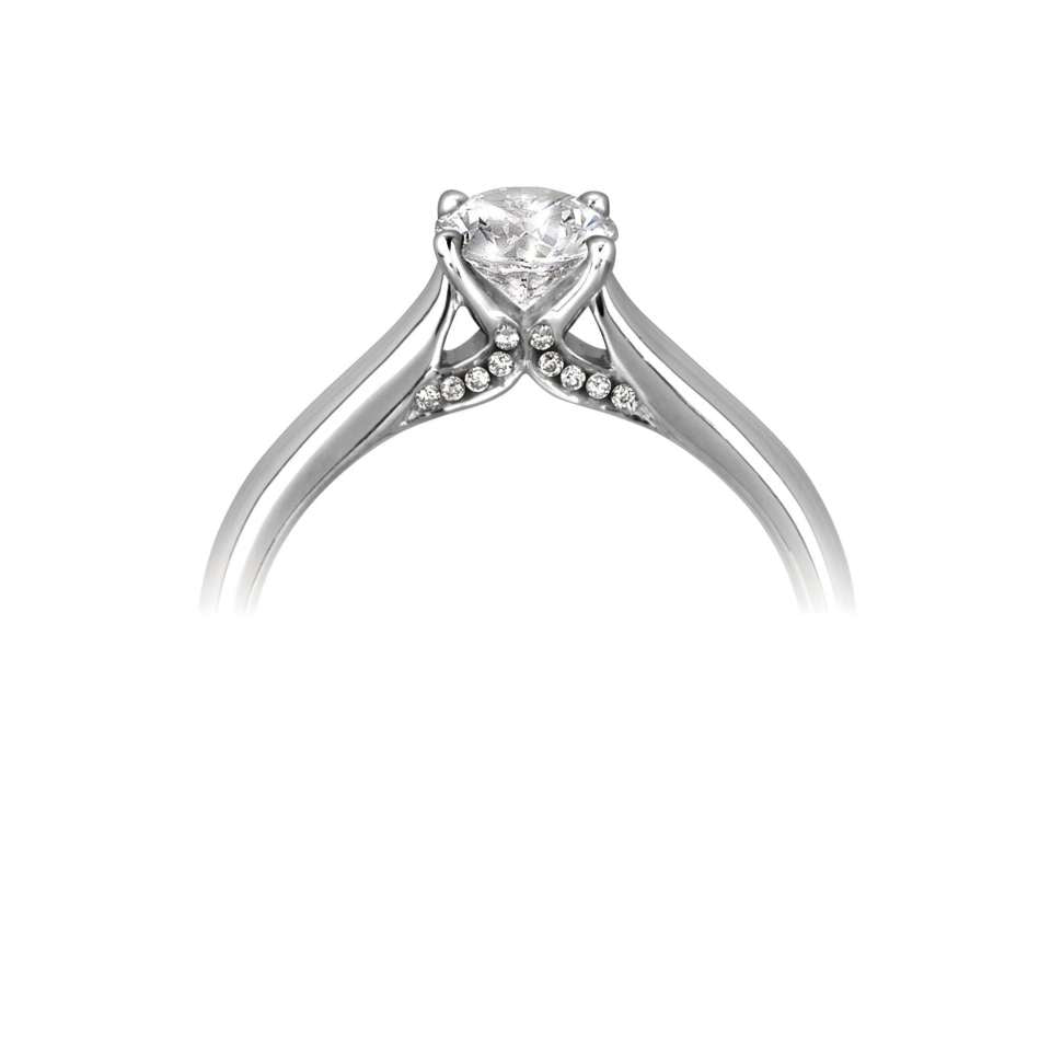 The Lunaria Platinum Round Brilliant Cut Diamond Solitaire Engagement Ring With Diamond Detailing