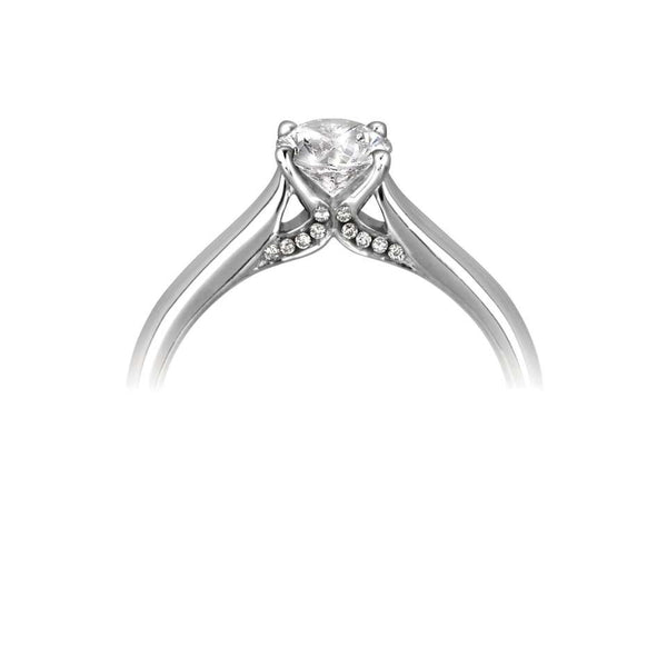 The Lunaria Platinum 0.41ct Round Brilliant Cut Diamond Solitaire Engagement Ring With 0.04ct Diamond Detailing