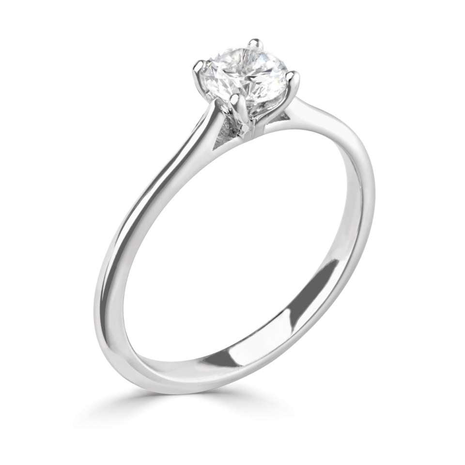 The Sweet Pea Platinum Round Brilliant Cut Diamond Solitaire Engagement Ring