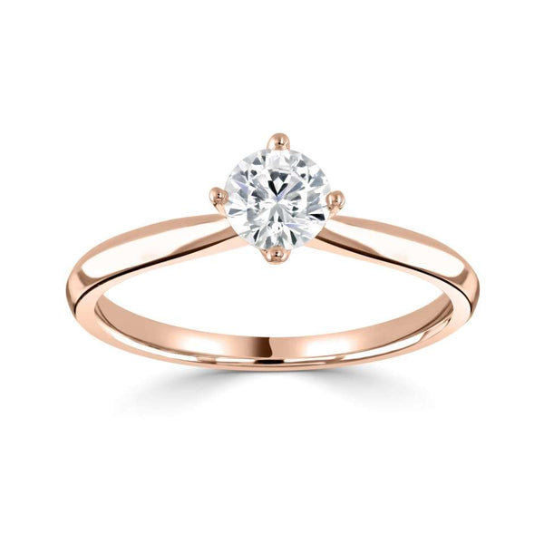 The Bellflower 18ct Rose Gold Round Brilliant Cut Diamond Solitaire Engagement Ring