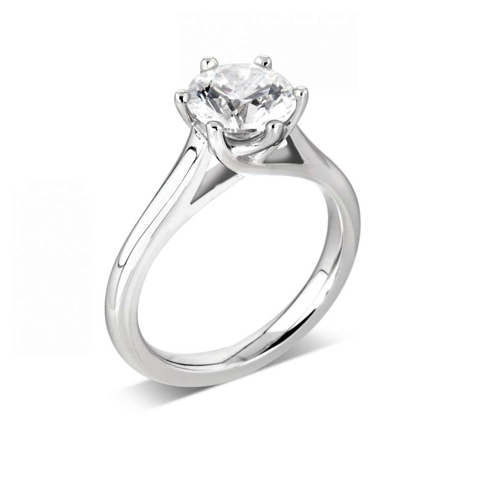 The Freesia Platinum Round Brilliant Cut Diamond Solitaire Engagement Ring