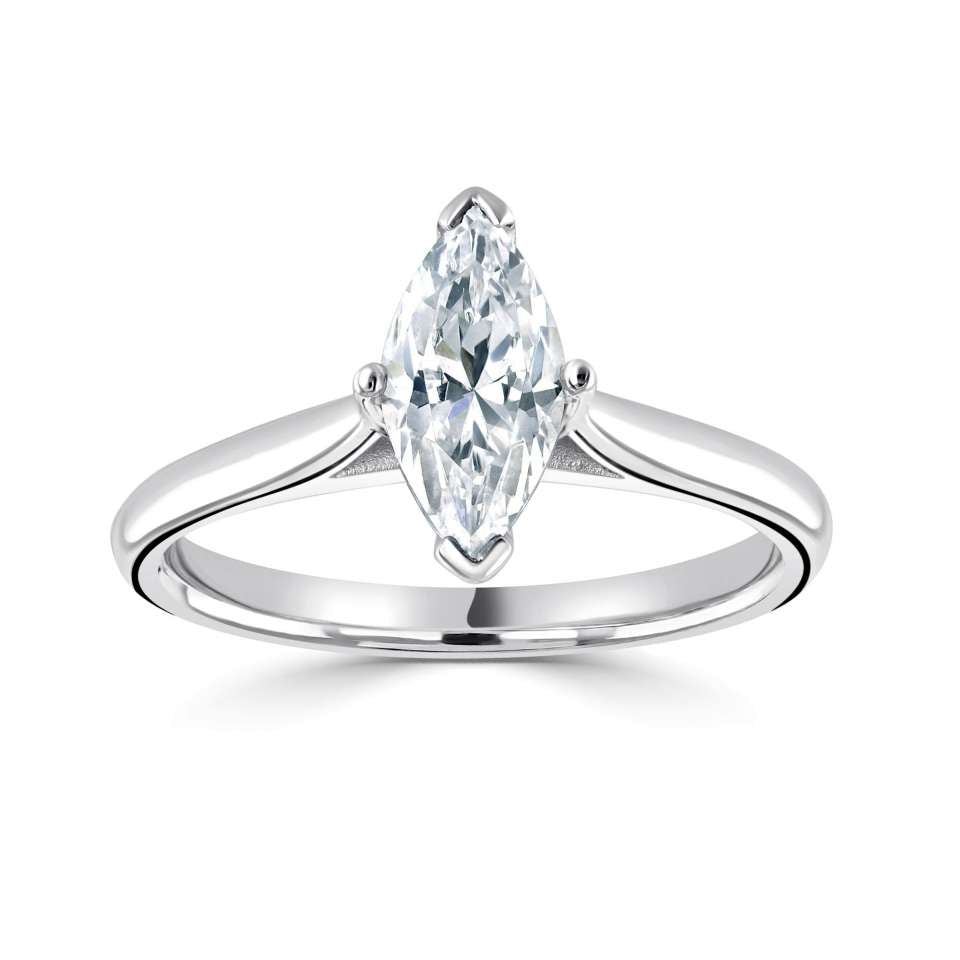 The Fuschia Platinum Marquise Cut Diamond Solitaire Engagement Ring