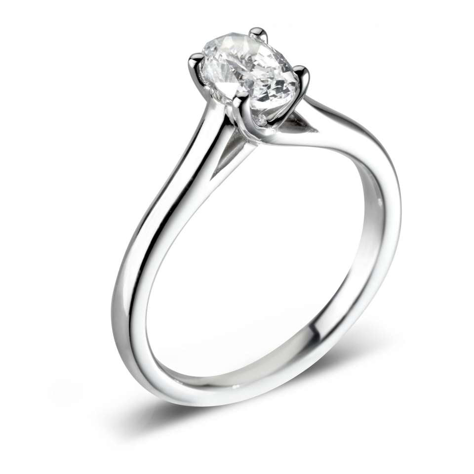 The Begonia Platinum Oval Cut Diamond Solitaire Engagement Ring