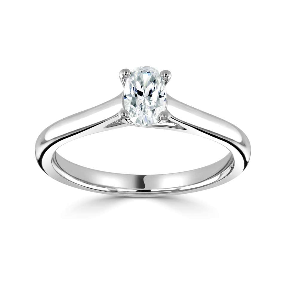 The Begonia Platinum 0.40ct Oval Cut Diamond Solitaire Engagement Ring