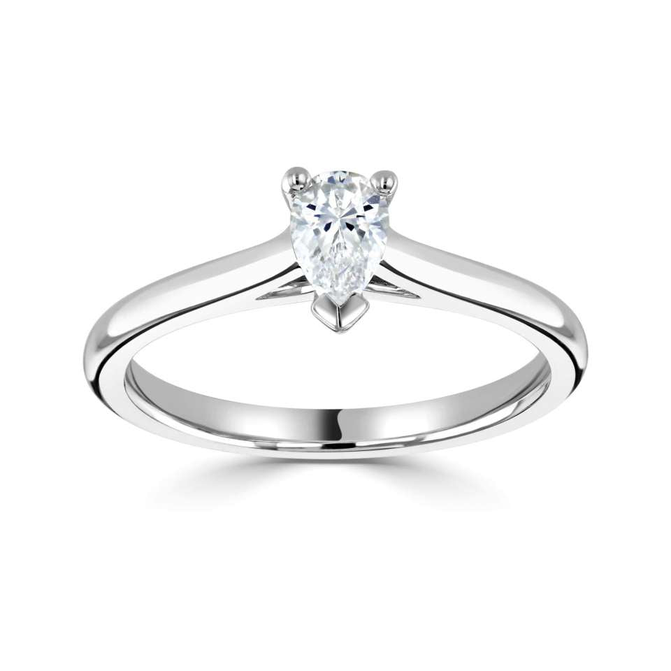 The Petunia Platinum Pear Cut Diamond Solitaire Engagement Ring
