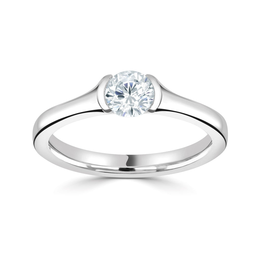 The Iris Platinum Round Brilliant Cut Diamond Solitaire Engagement Ring