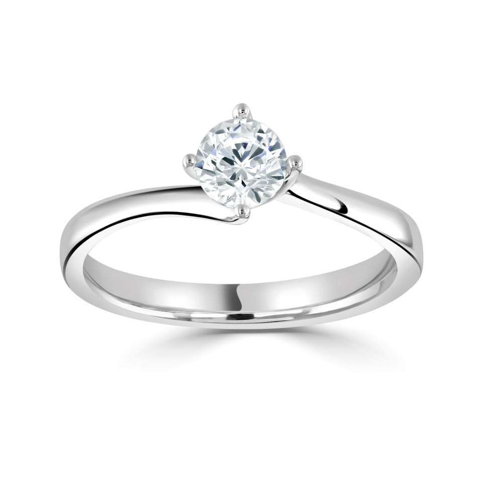 The Rose Platinum Round Brilliant Cut Diamond Solitaire Engagement Ring