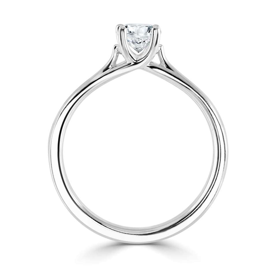 The Peony Platinum Round Brilliant Cut Diamond Solitaire Engagement Ring