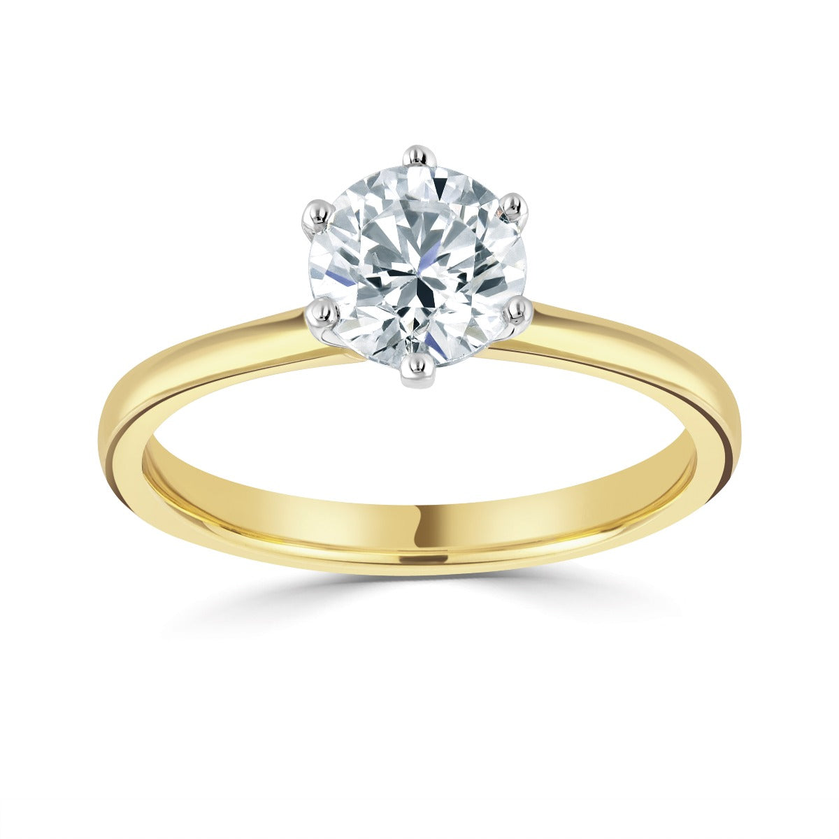 The Daffodil 18ct Yellow Gold And Platinum Round Brilliant Cut Diamond Solitaire Engagement Ring