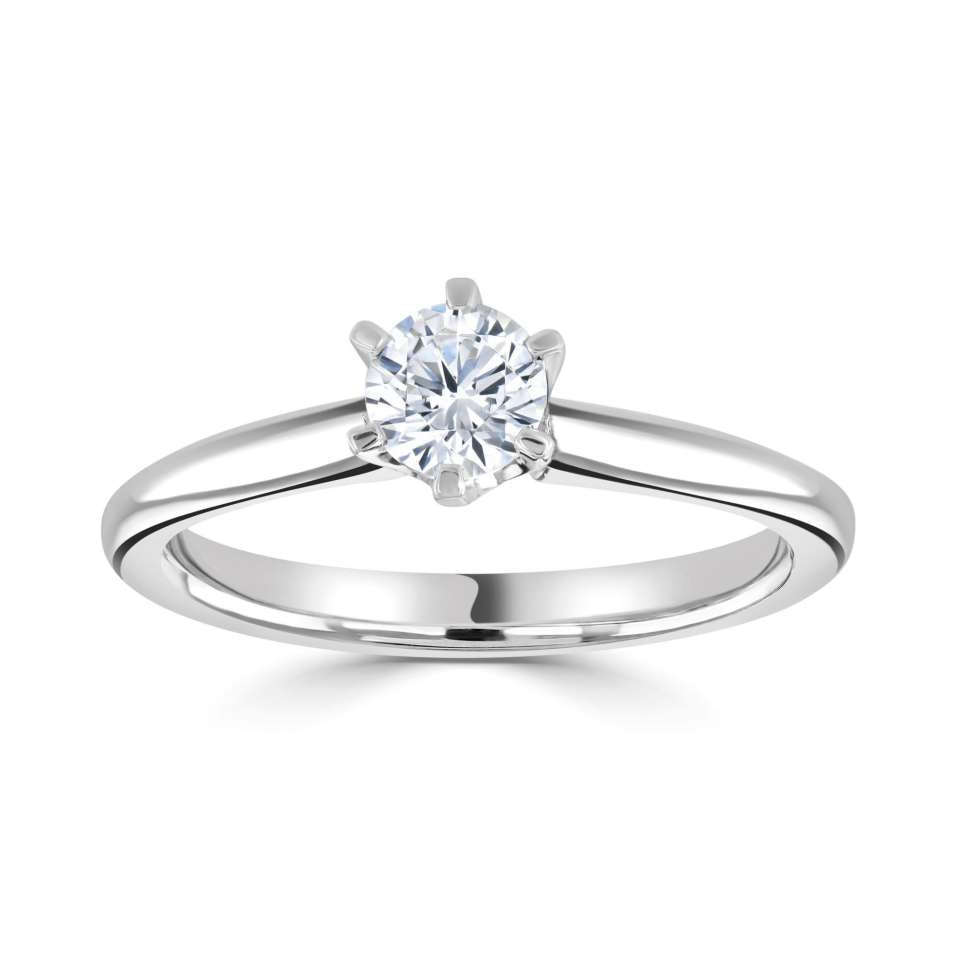 The Cherry Blossom Platinum Round Brilliant Cut Diamond Solitaire Engagement Ring
