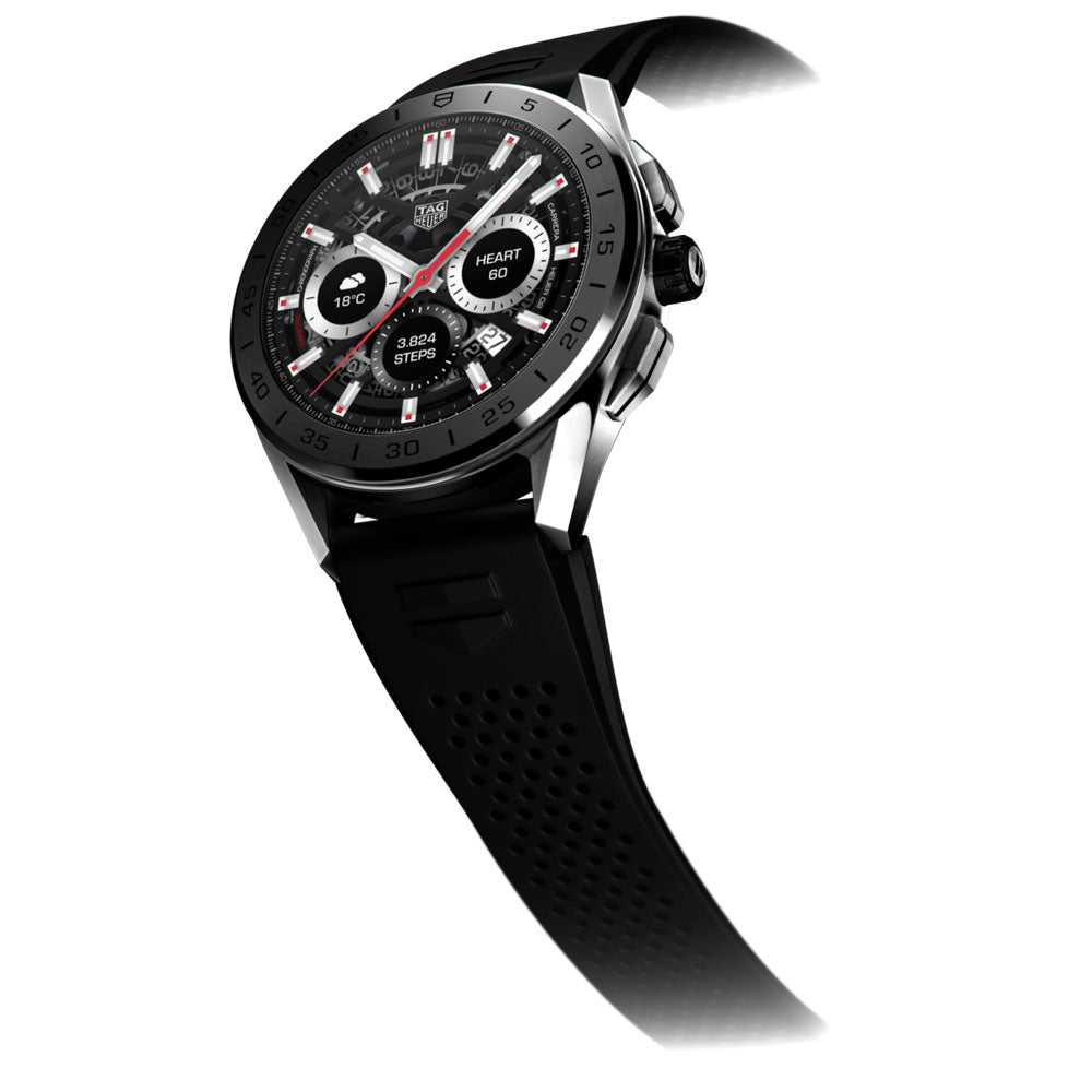 TAG Heuer Connected 2020 45mm PVD Ceramic Bezel Black Rubber Strap Smart Watch SBG8A12.BT6219