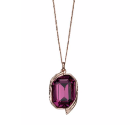 Ribbon Detail Pendant In Rose Gold And Amethyst Crystal P4684M