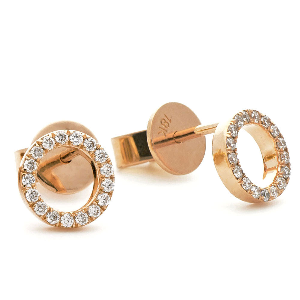 18ct Rose Gold 0.15ct Diamond Circle Stud Earrings
