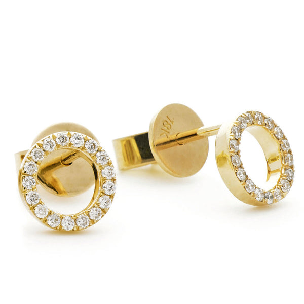 18ct Yellow Gold 0.15ct Diamond Circle Stud Earrings