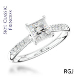 The Skye Classic Platinum Princess Cut Diamond Solitaire Engagement Ring With Diamond Set Shoulders