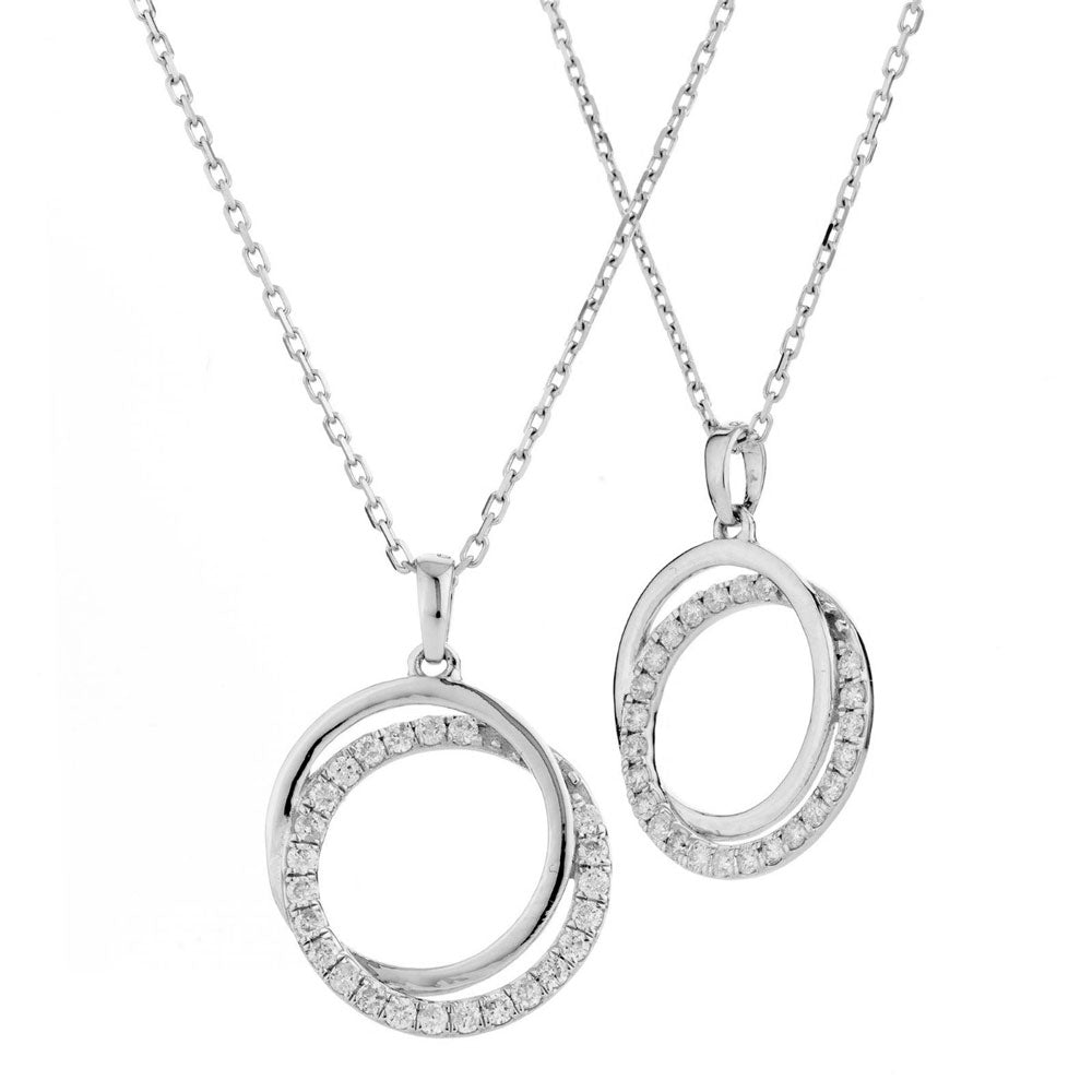 18ct White Gold 0.22ct Diamond Linked Circle Necklace