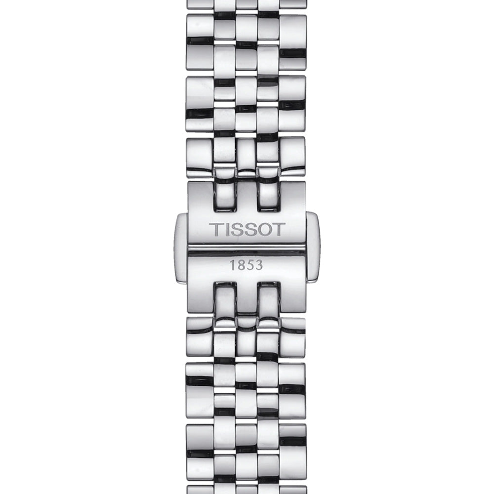 tissot t-classic le locle automatic lady 29mm mop dial stainless steel diamond watch clasp view