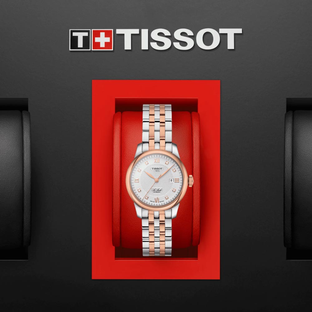 tissot t-classic le locle automatic lady 29mm special edition rose gold pvd steel diamond watch in presentation box