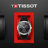 tissot t-classic couturier chronograph 41mm black dial stainless steel gents watch in presentation box