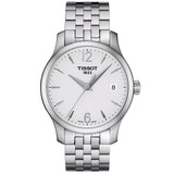 tissot t-classic tradition lady 33mm silver dial stainless steel watch