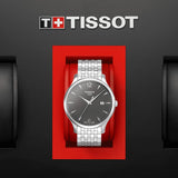 tissot t-classic tradition 42mm anthracite dial stainless steel gents watch in presentation box