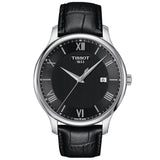 tissot t-classic tradition 42mm black dial stainless steel gents watch