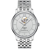 tissot tradition powermatic 80 open heart 40mm silver dial stainless steel gents watch