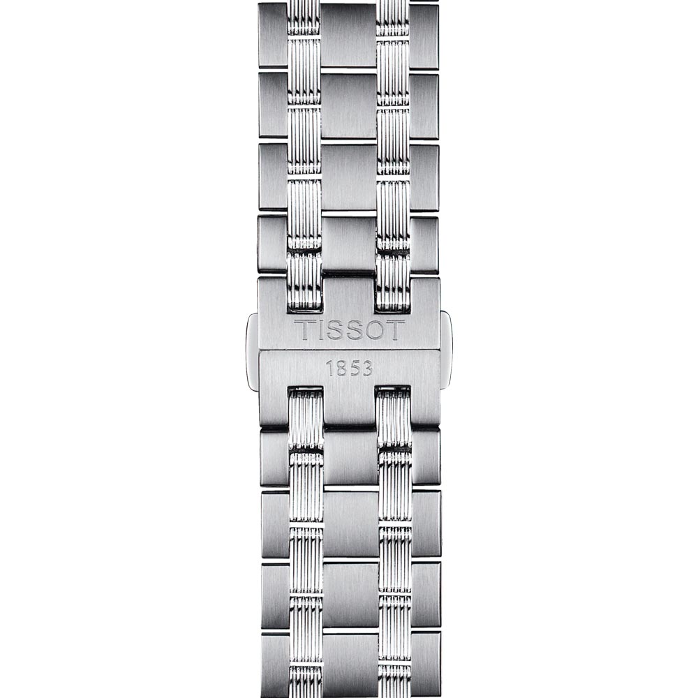 tissot t-classic automatics iii 39mm silver dial day & date stainless steel gents watch clasp view