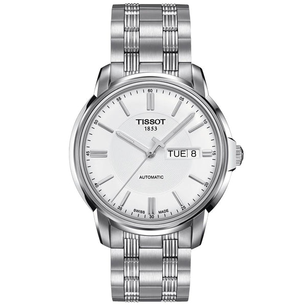 tissot t-classic automatics iii 39mm silver dial day & date stainless steel gents watch