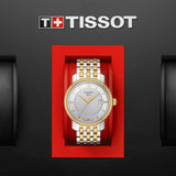 tissot t-classic bridgeport 40mm silver dial gold pvd steel gents watch in presentation box