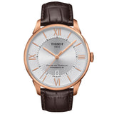 tissot chemin des tourelles powermatic 80 42mm silver dial rose gold pvd steel automatic watch