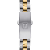 tissot t-classic pr 100 lady 25mm small silver dial gold pvd steel watch clasp view