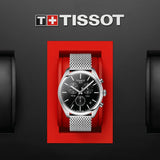 tissot t-sport pr 100 chronograph 41mm black dial stainless steel gents watch in presentation box