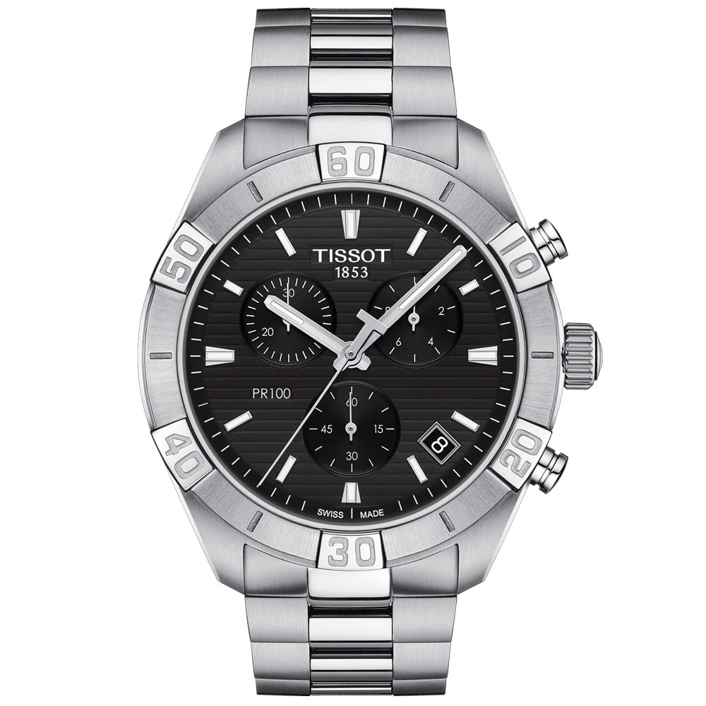 Tissot T-Sport PR 100 Chronograph 44mm Black Dial Gents Quartz Watch T1016171105100