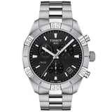 tissot t-classic t-sport pr 100 chronograph 44mm black dial stainless steel gents watch