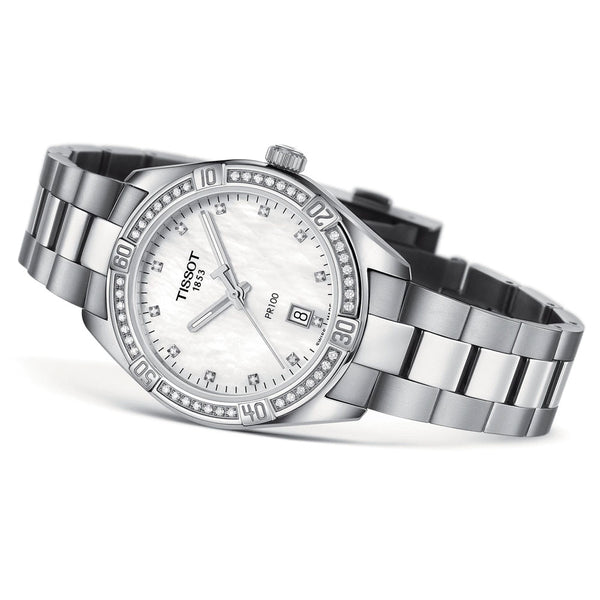 Tissot PR 100 Sport Chic 36mm MOP Diamond Dot Dial Ladies Quartz Watch T1019106111600